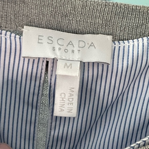 ESCADA Sport Two in One Vapour Gray Wool Sweater Blue Striped Side Split Medium - Picture 5 of 12